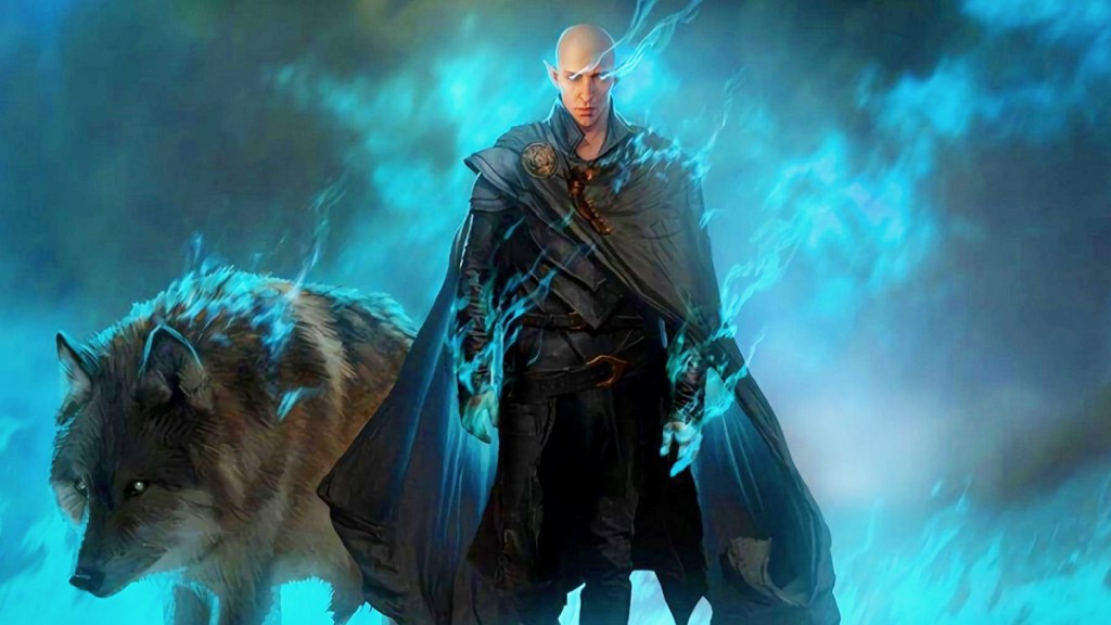 Key art for Dragon Age: Dreadwolf featuring Solas.