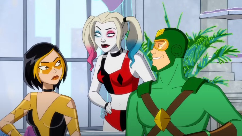 Golden Glider, Harley Quinn, and Kite Man in the Kite Man: Hell Yeah! teaser