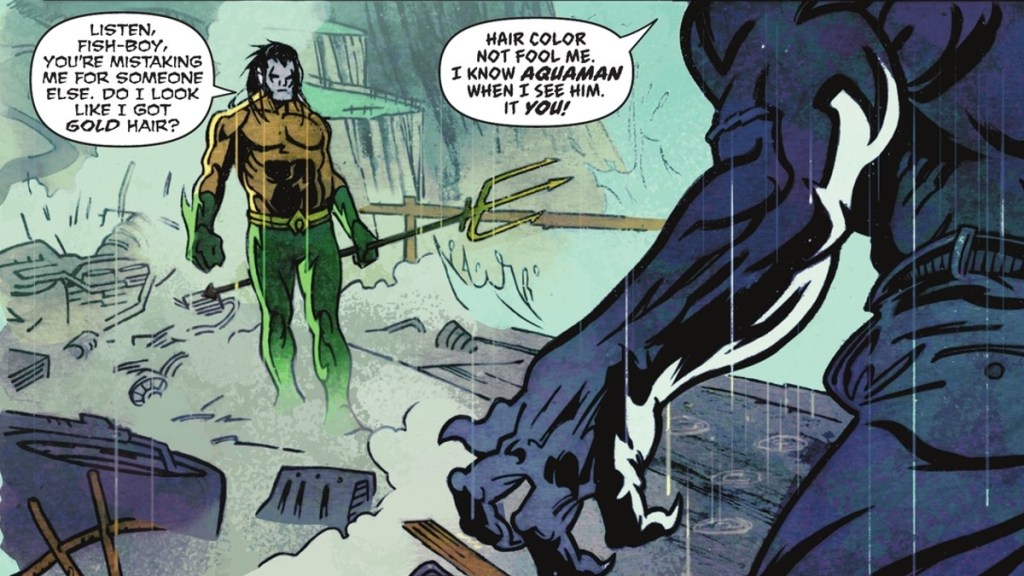 King Shark fights Lobo Dressed as Aquaman