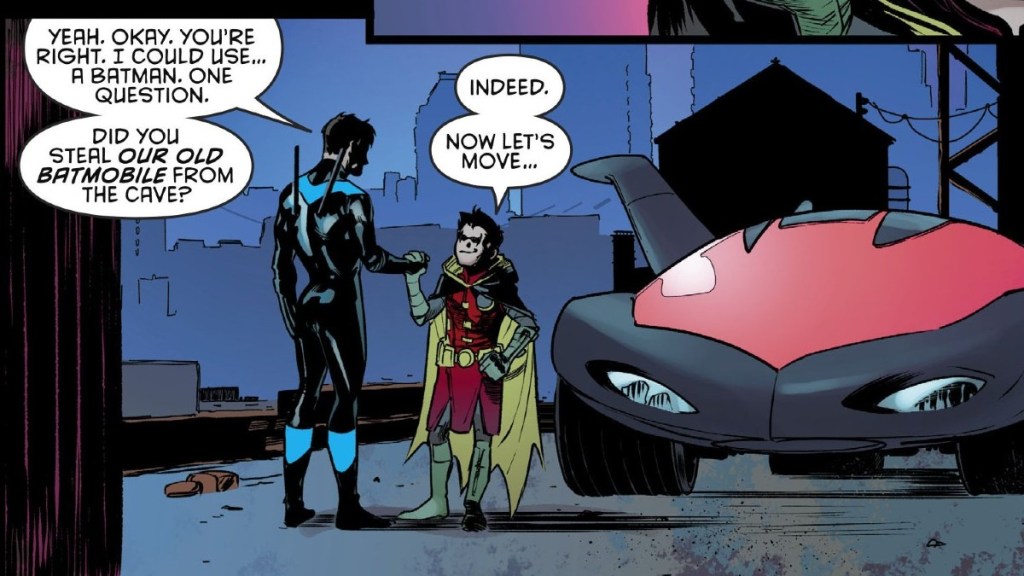 Damian Wayne steals Batmobile