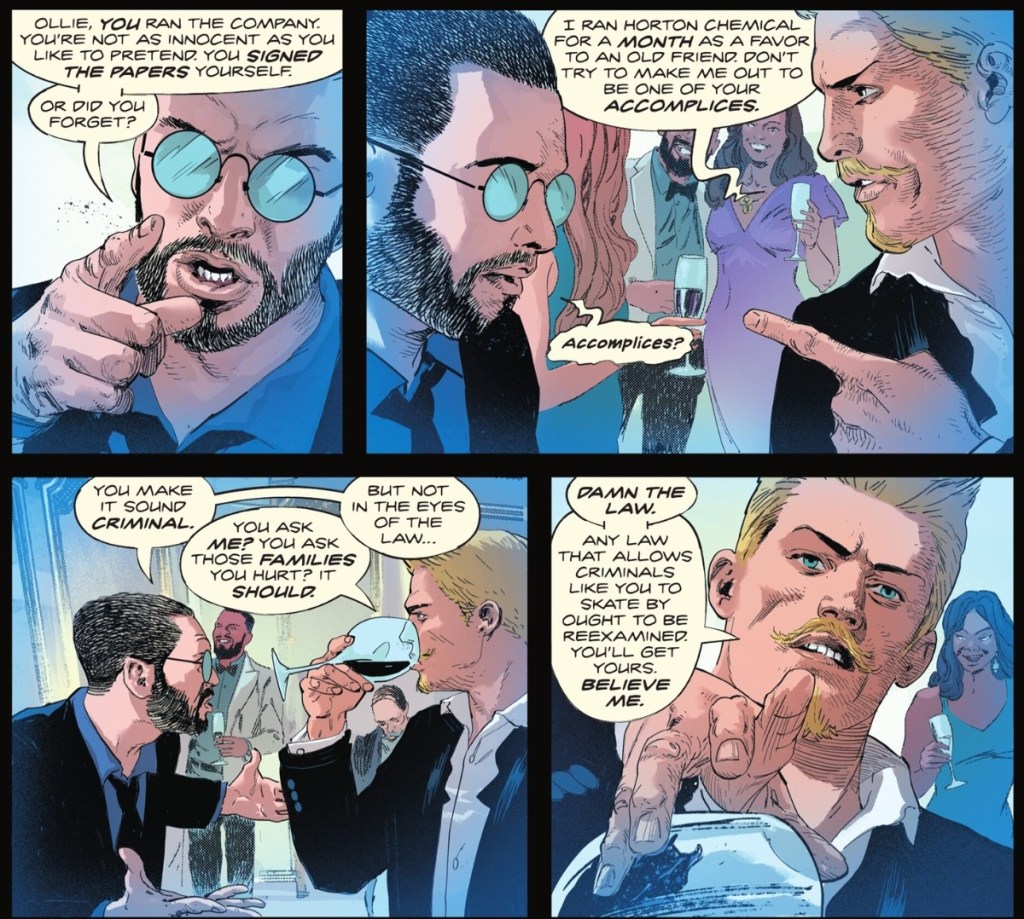 Oliver Queen confronts a polluter in Green Arrow 18