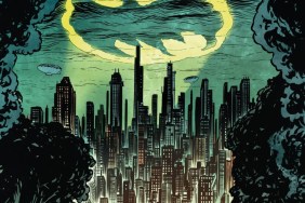 Batman Dark Patterns 1 Bat-signal over Gotham