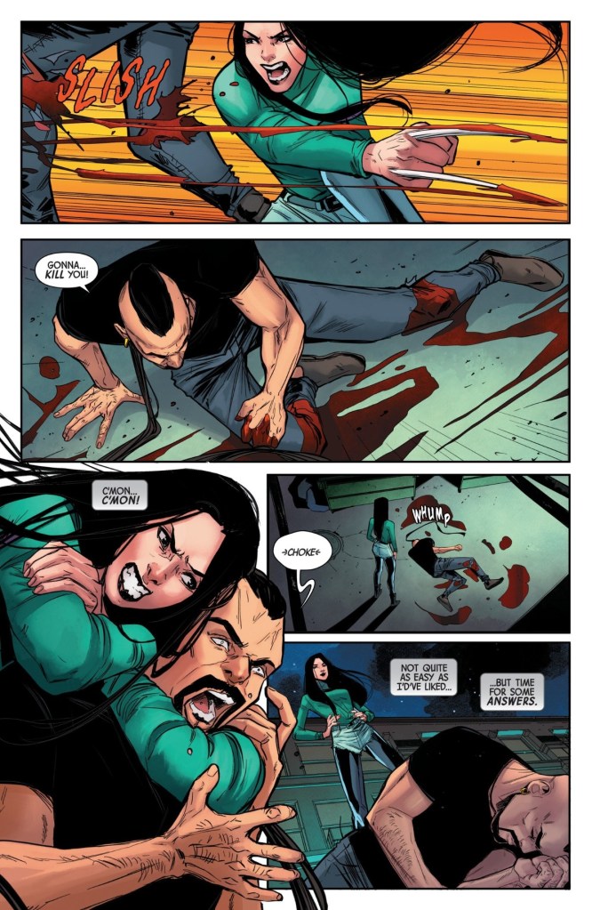 Laura Kinney Wolverine fights a thug