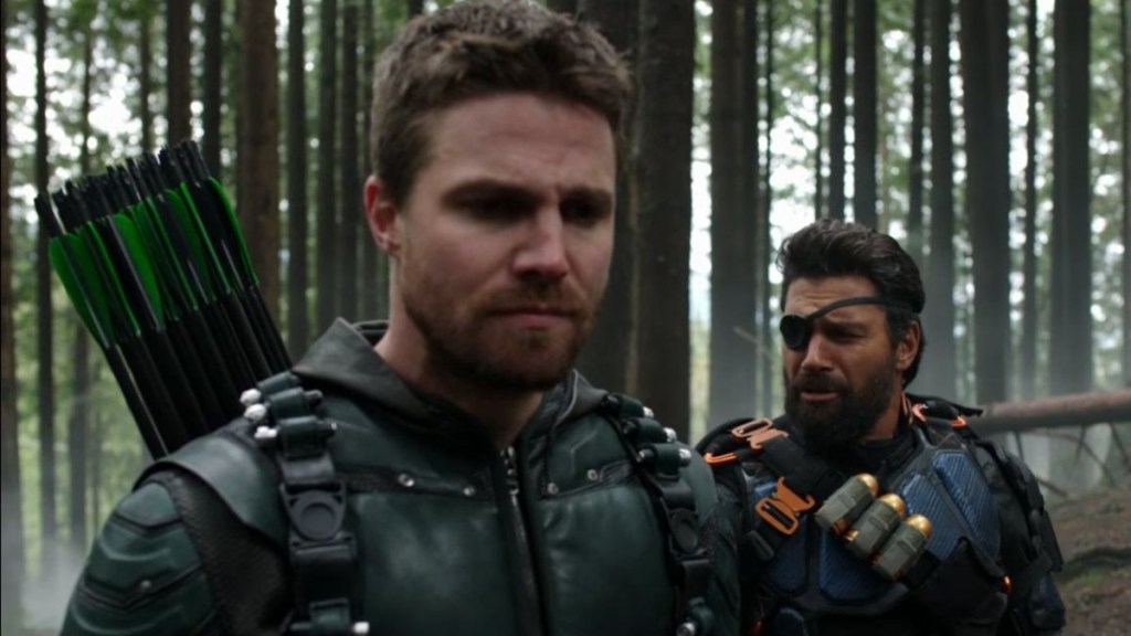 Oliver Queen and Slade Wilson in Arrow