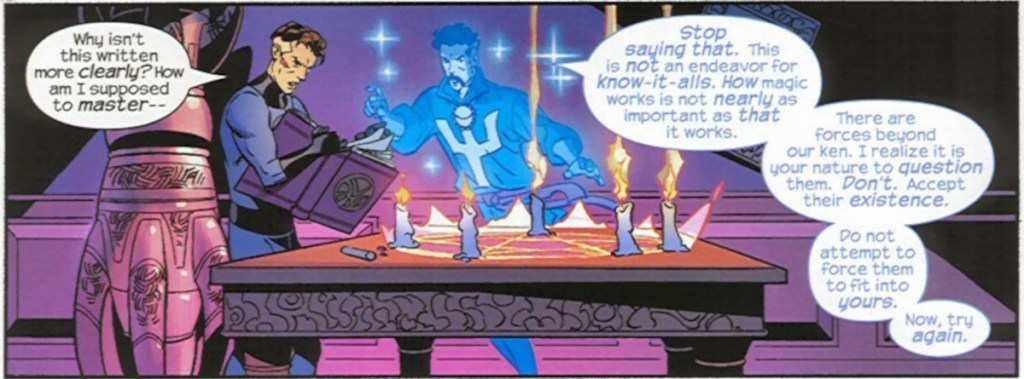 Doctor Strange tries to teach Mister Fantastic Magic