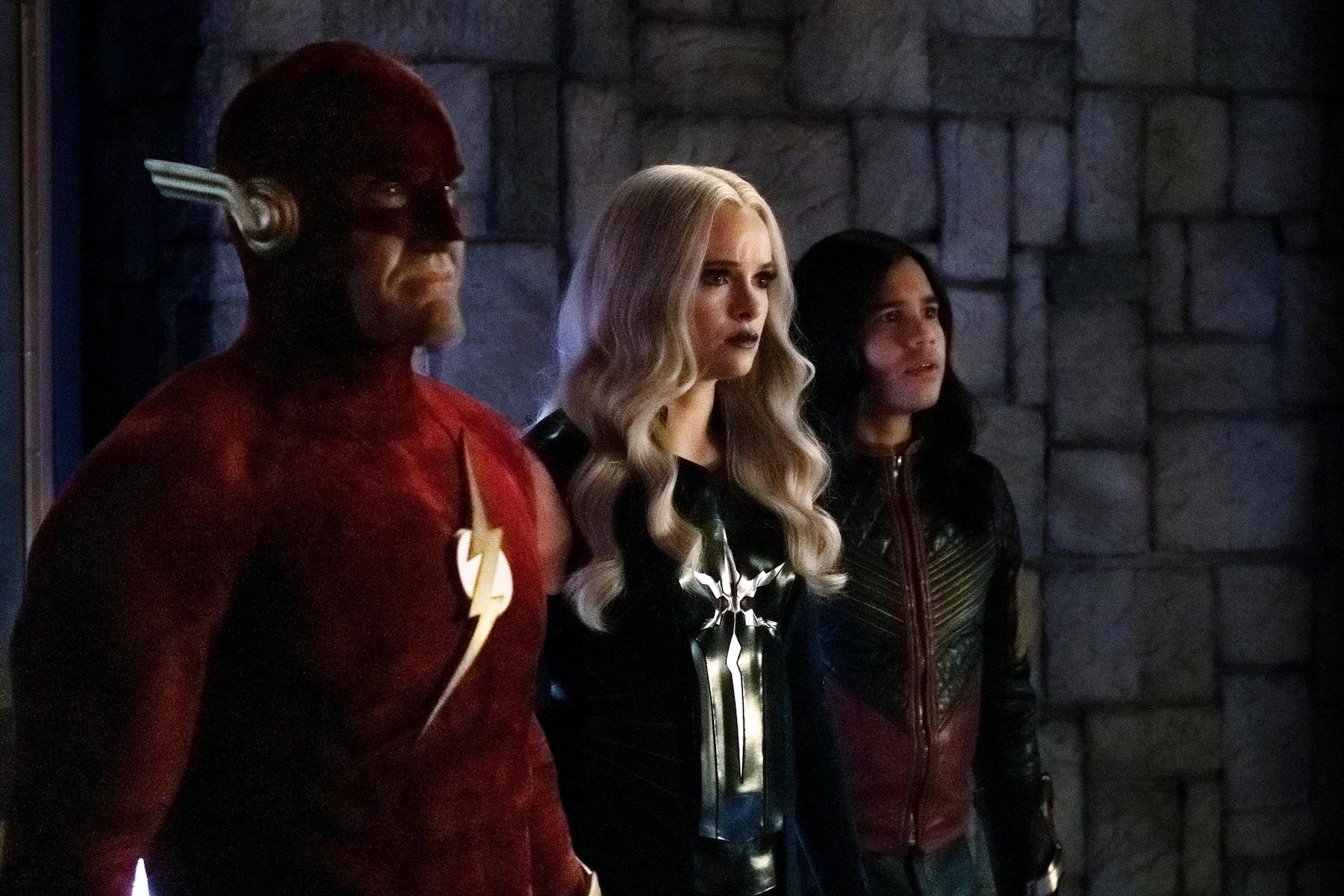 John Wesley Shipp as Flash 90, Danielle Panabaker as Killer Frost and Carlos Valdes as Cisco Ramon/Vibe