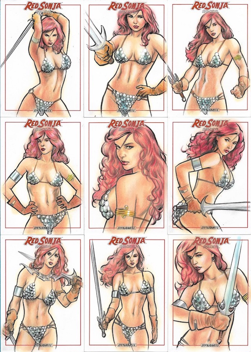 Red Sonja Hand-Drawn Sketch Card 1