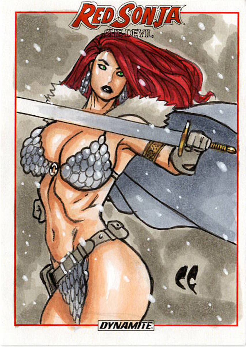 Red Sonja Hand-Drawn Sketch Card 4