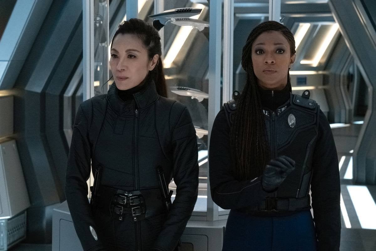 Michelle Yeoh as Georgiou and Sonequa Martin-Green as Commander Burnham