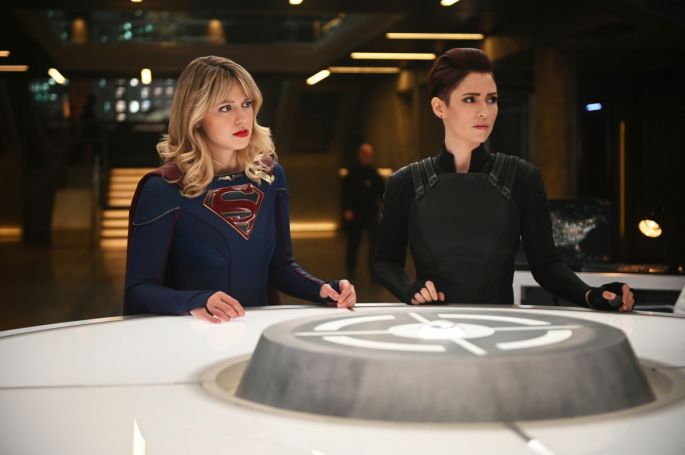 Melissa Benoist as Kara/Supergirl and Chyler Leigh as Alex Danvers